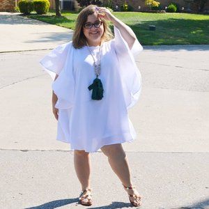 Cleo white dramatic sleeve dress, size 2X